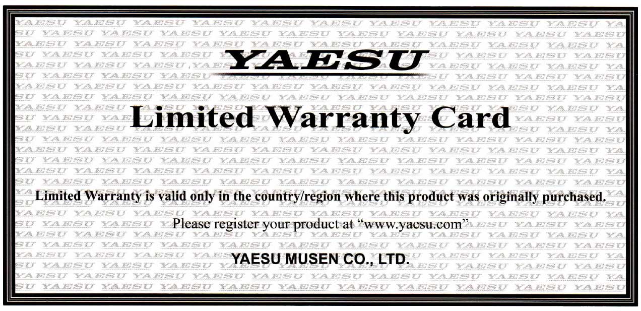 Yaesu Garantiekaart